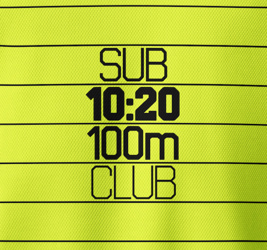 SUB 10:20 100m CLUB close-up graphic - Yellow