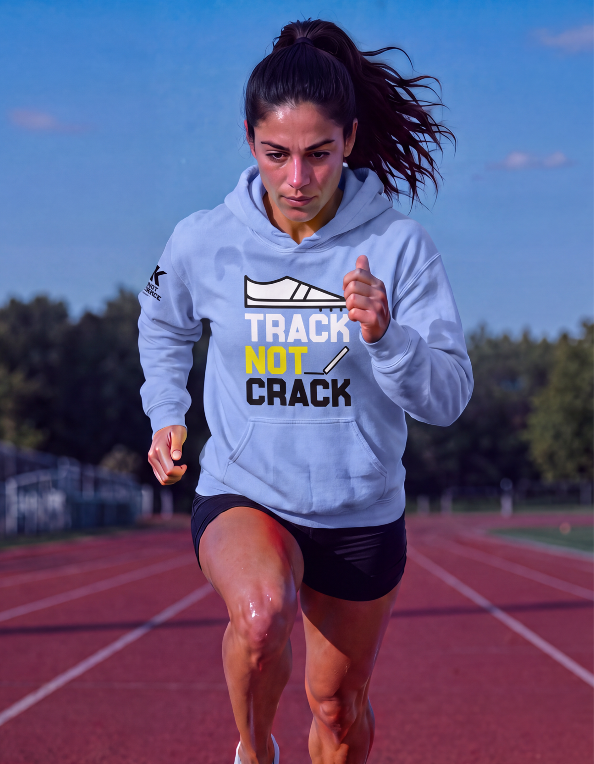 TRACK NOT CRACK Hooded long-sleeve tee